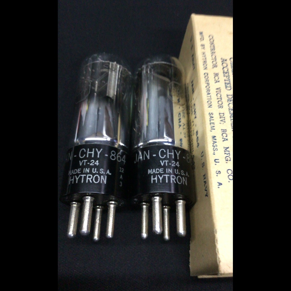 MATCHED NOS Pair HYTRON JAN CHY 864 VT 24 (WD11 Sub) Vacuum Tubes J.9470