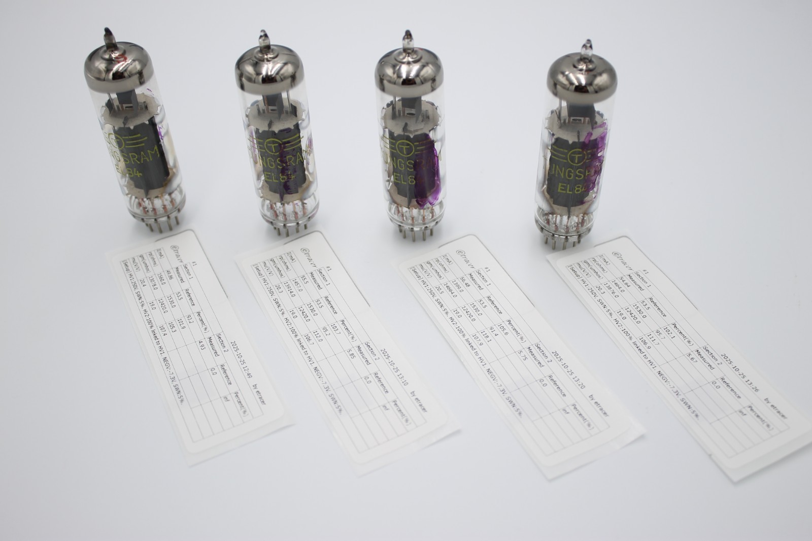 4 PCS EL84 / 6BQ5 /N709/6P14P-EV. TUNSGRAM. Pentode Tubes. Etracer Tested. NOS.