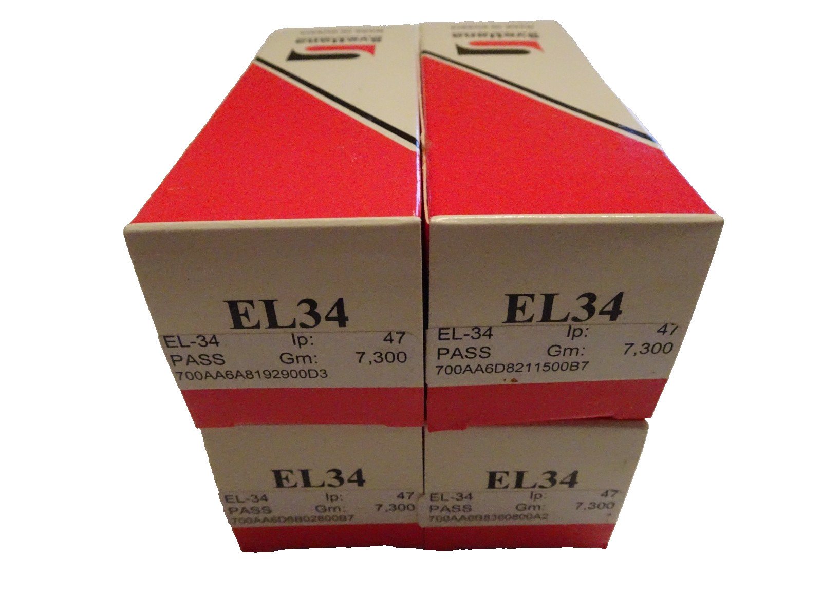 Svetlana EL34 Matched Quad lp: 47 Gm: 7,300