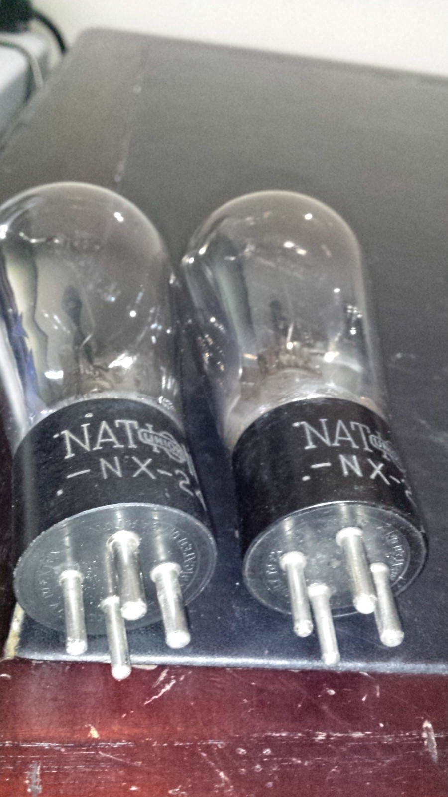⭐️Matched Pair⭐️TEST NOS NATIONAL NX-245 ENGRAVED BASE GLOBE 45/145/245/345 TUBE