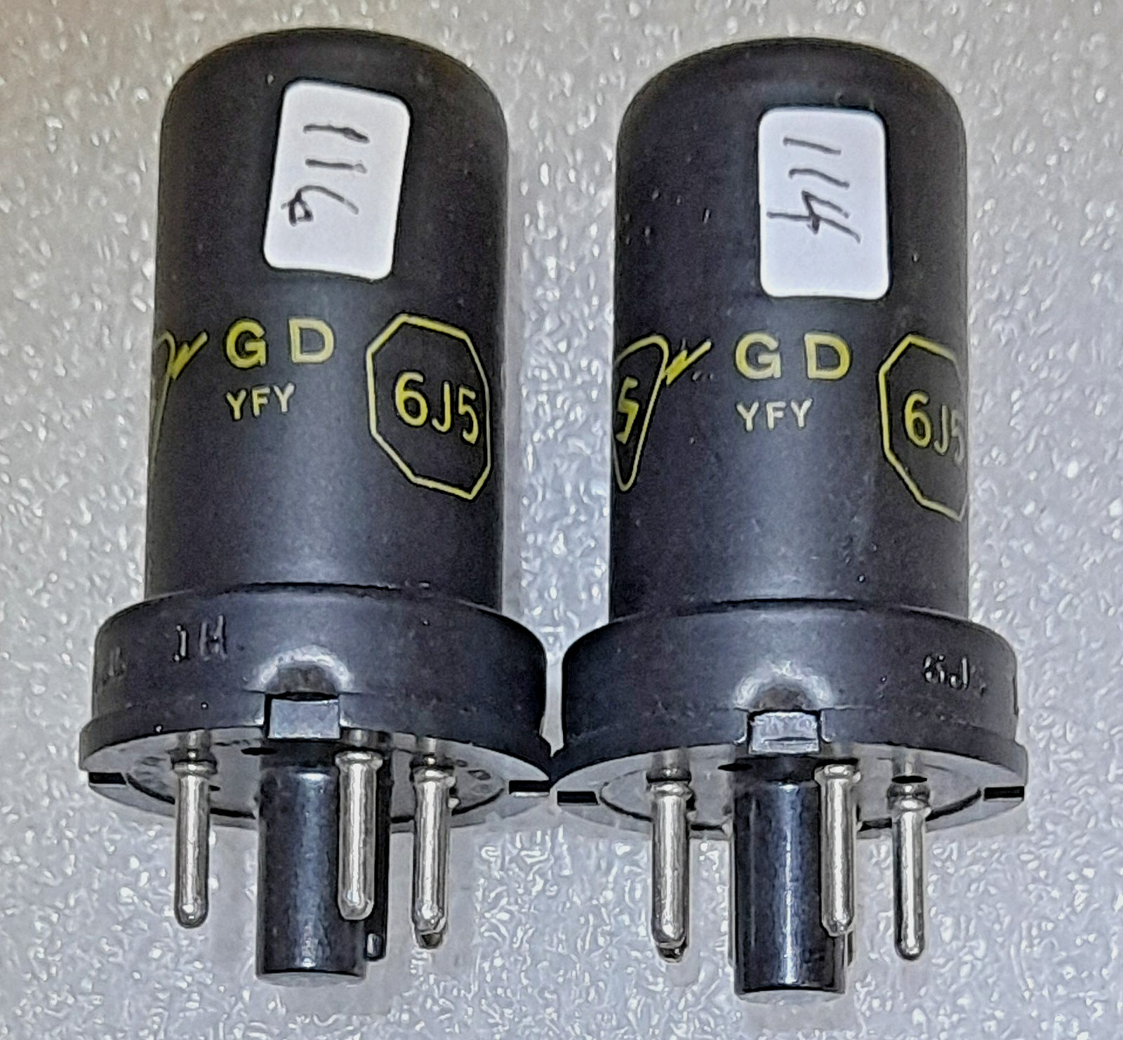 Closely Matched Pair 6J5 Sylvania NOS same code Vacuum Tubes, TV-7D Tested
