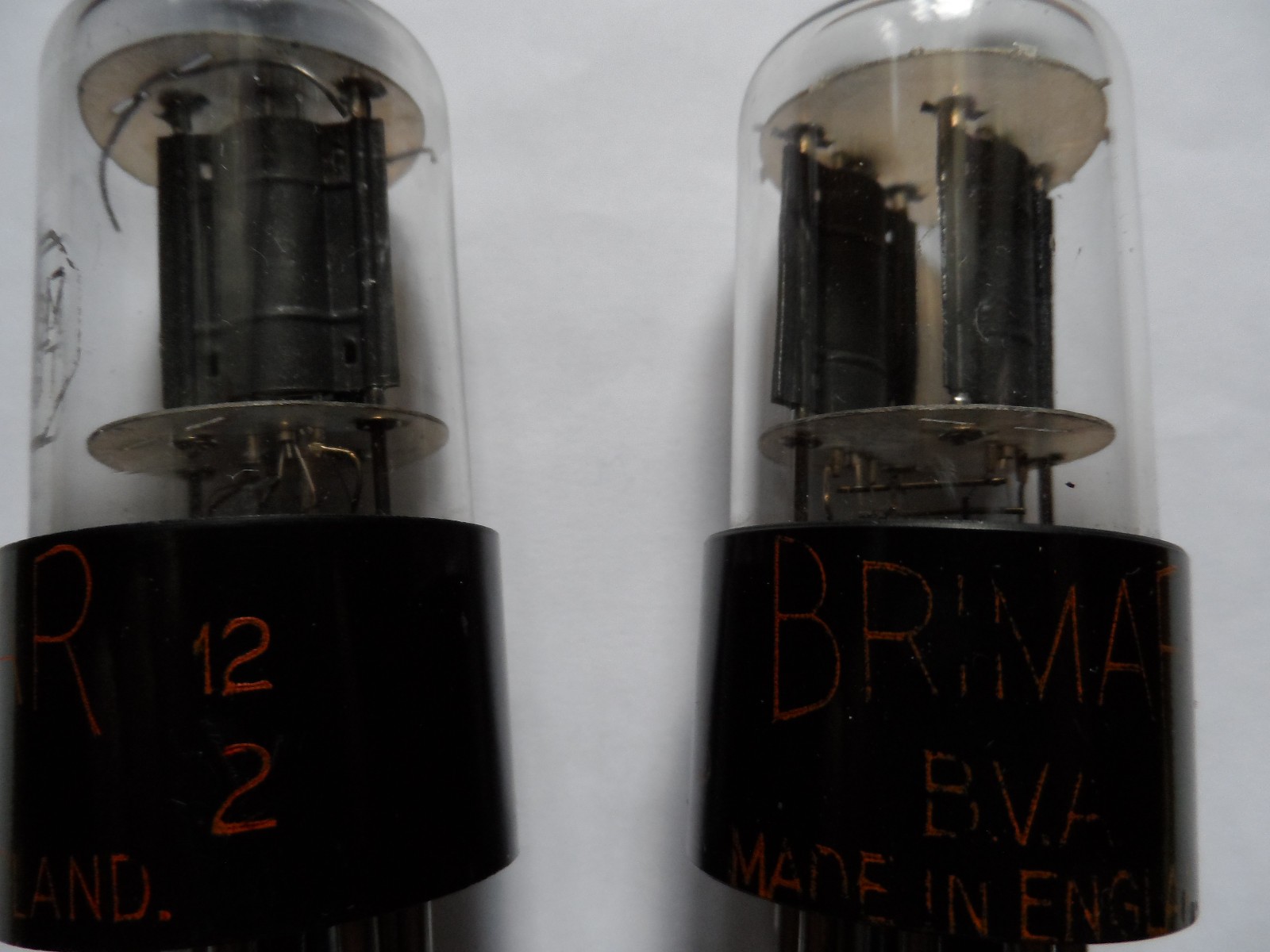 VERY RARE EARLY MATCHED PAIR OF BRIMAR 6SN7GT BLACK PLATES