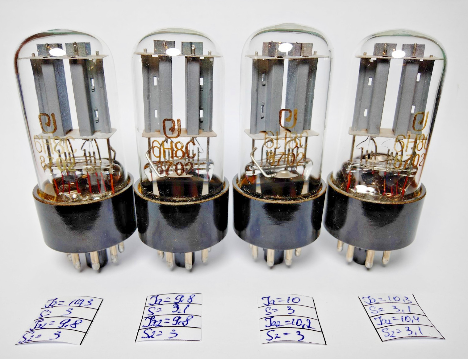 4 pcs NEW 6N8S/ 6SN7/ ECC32 tubes Matched Quad Same Date 02.1987