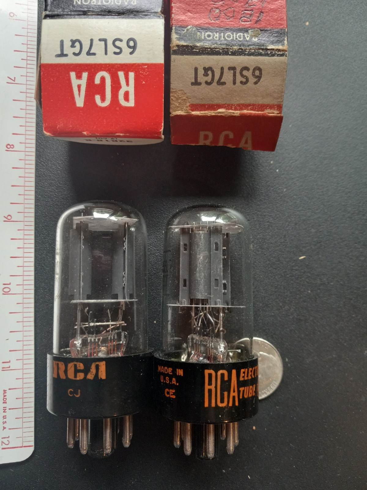 Pair NOS RCA 6SL7GT Preamp Tubes, Closely Matched, 60s, Tested