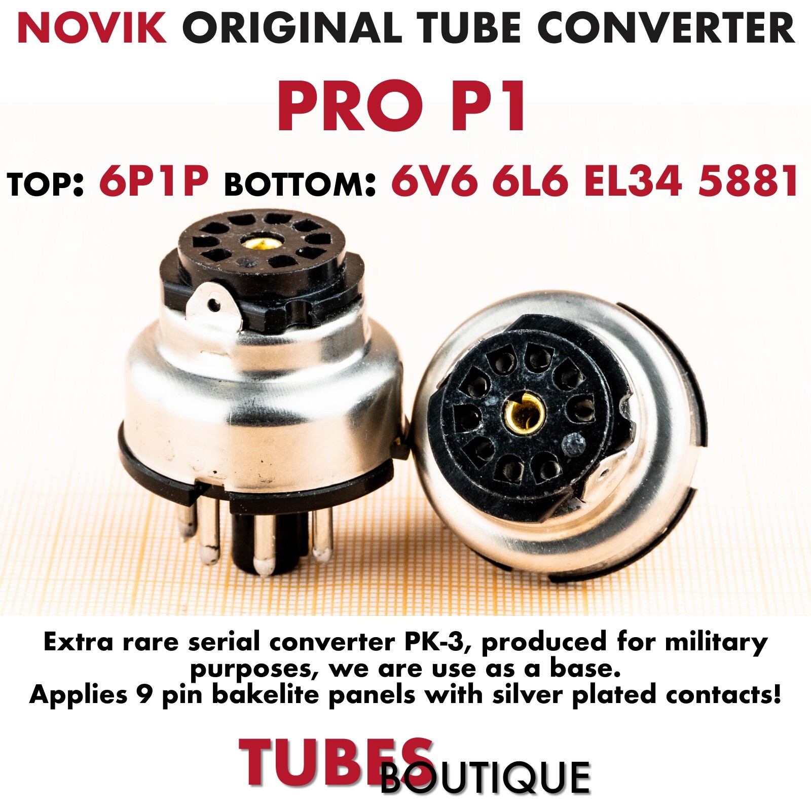 Tube Adapter for 6P1P to 6V6 6L6 EL34 5881 6P3 Novik Bakelite Pro P1 Converter 2
