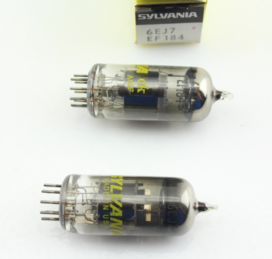 New Qty 2 SYLVANIA 6EJ7 EF184 Matched Pair 0 Getter NOS USA Vintage Vacuum Tubes