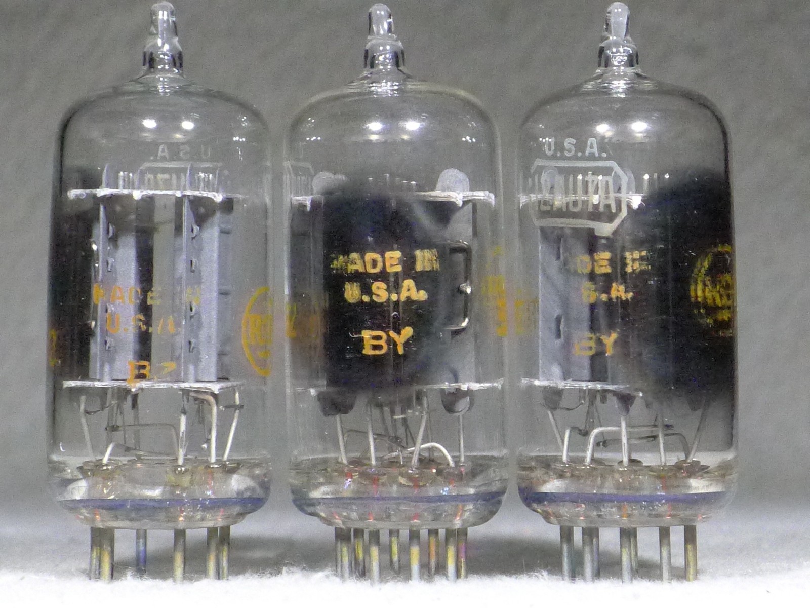 Matched Trio (3) RCA ECC82/12AU7A Clear Top Side Square Getter USA Very Strong