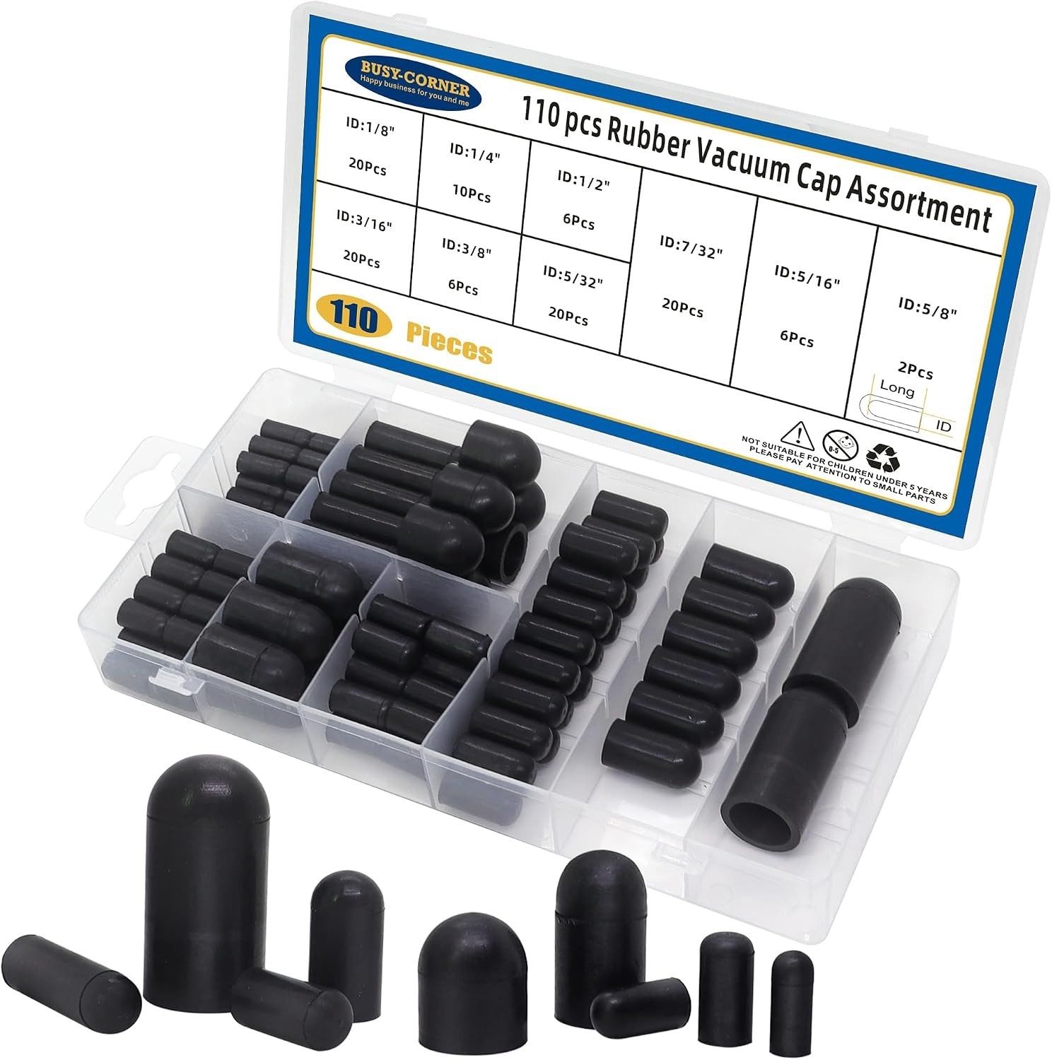110-Piece Vacuum Caps Kit – Universal Rubber Plugs Set for Automotive Needs