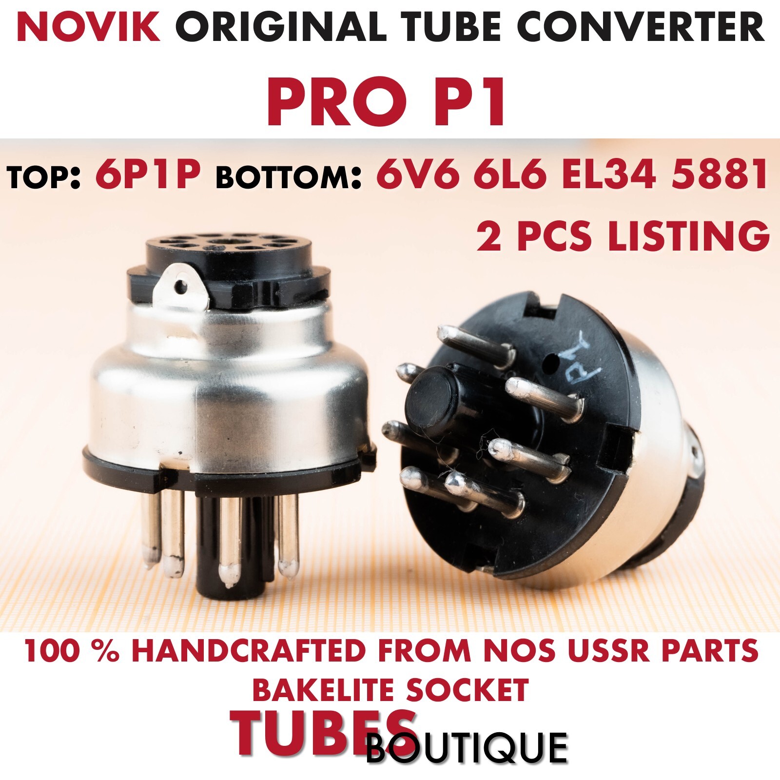 Tube Adapter for 6P1P to 6V6 6L6 EL34 5881 6P3 Novik Bakelite Pro P1 Converter 2