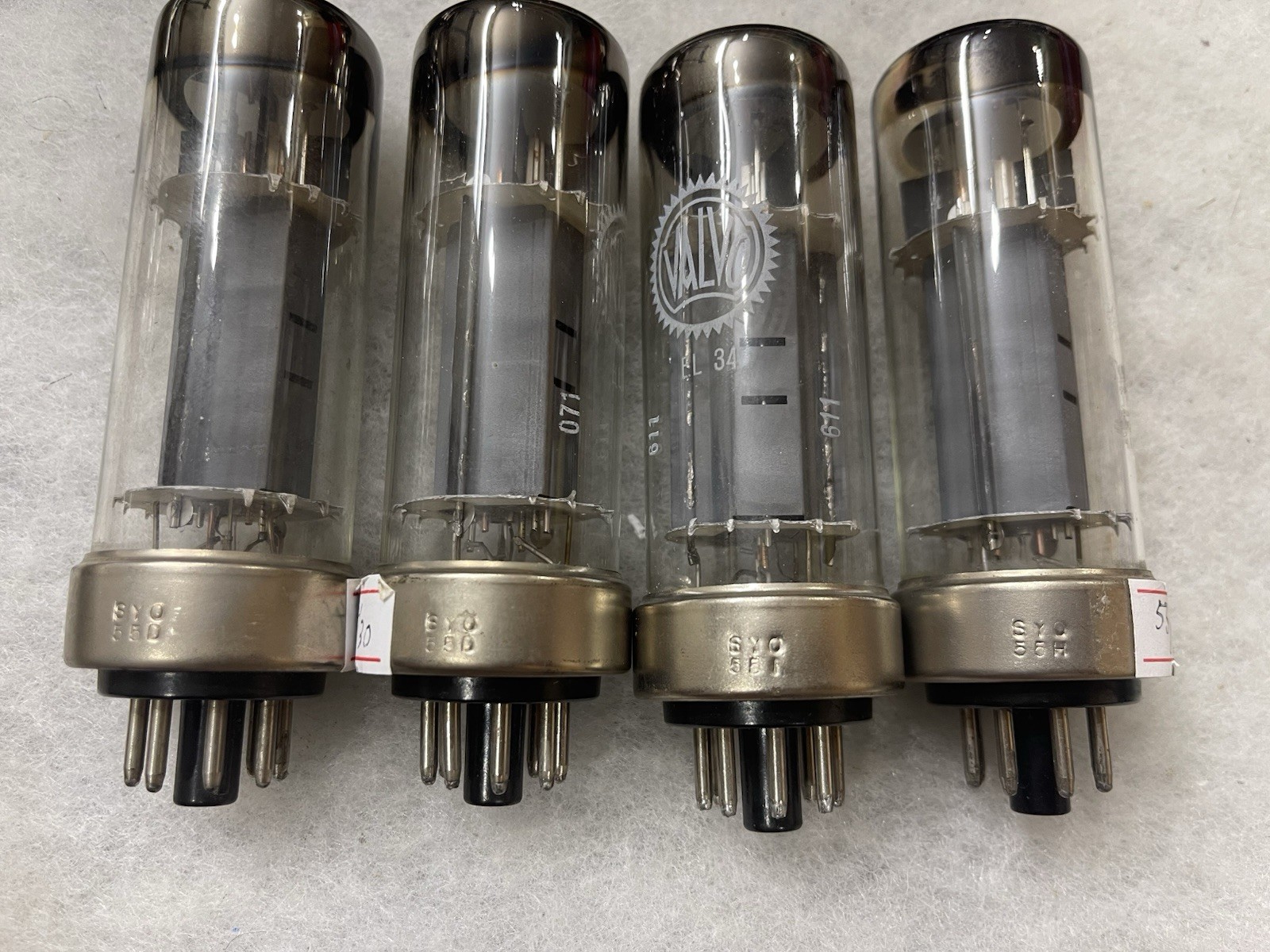 Valvo Philips EL34 6CA7 Metal Base Disc getter, NOS Tested Matched Quad