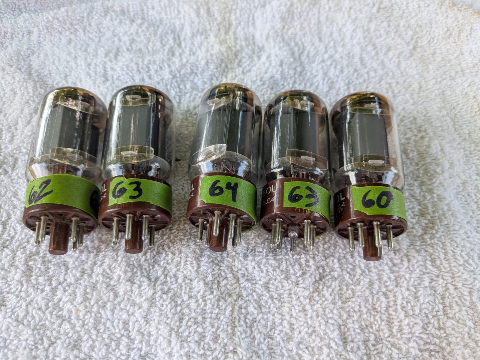 Lot of 5 Vintage Tung-Sol 5881 6L6WGB Vacuum Tubes – Tested B&K 747B (60-64)