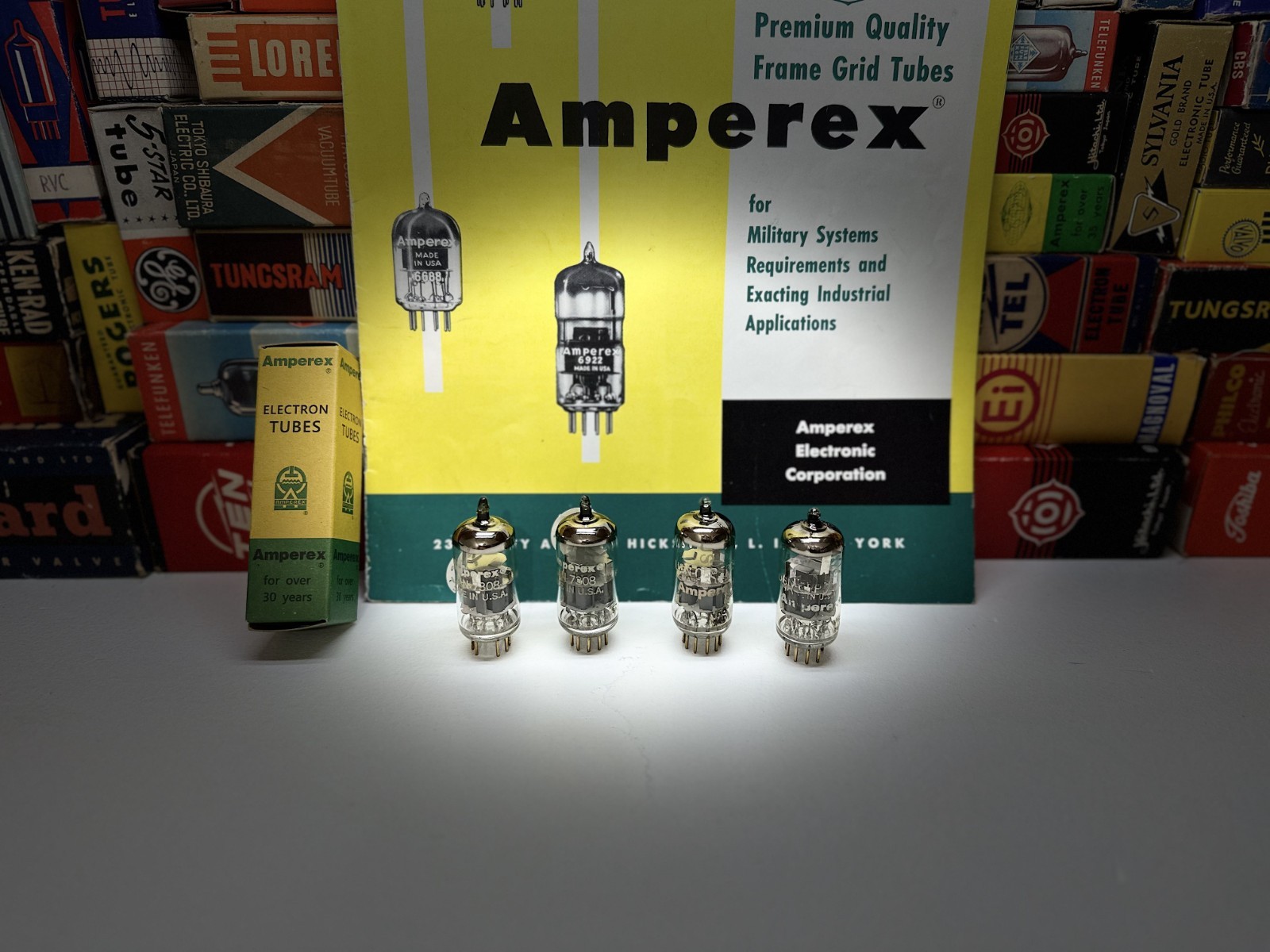 4x Vintage Amperex USA 7308 /Matched Quad/E188CC CV4108 /Top 6DJ8 6922 Upgrade