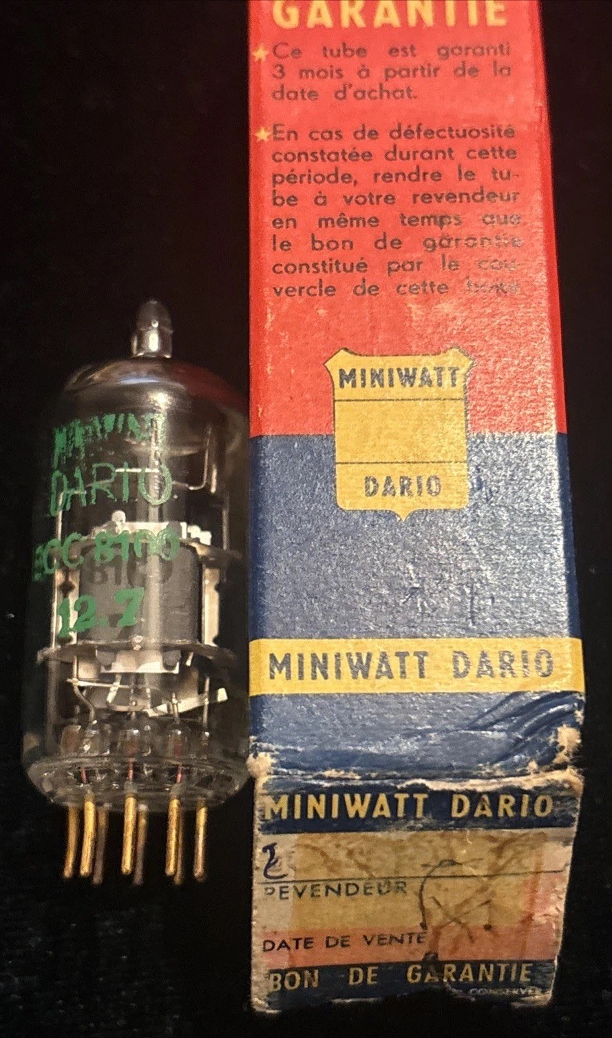 Dario Miniwatt La Radiotechnique ECC8100 Gold Pin Tube NOS Rare Special Quality