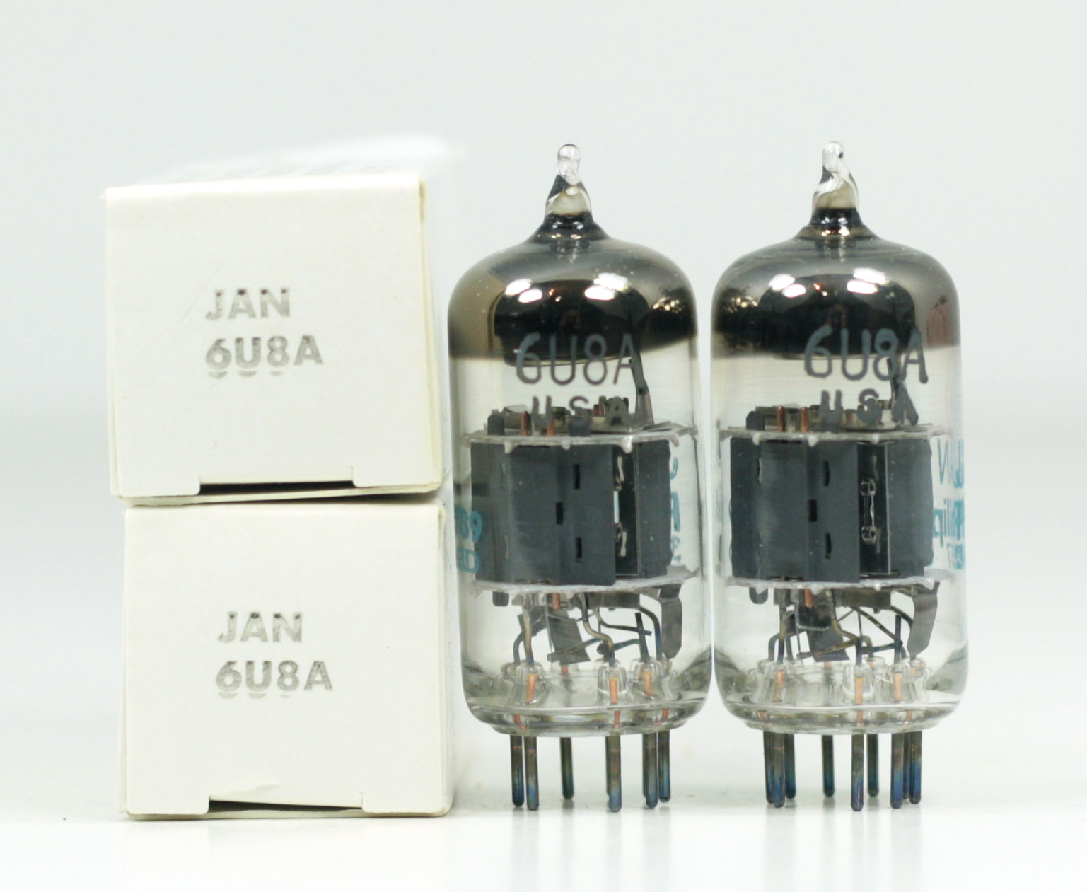 NOS Matched Pair Philips ECG JAN 6U8A Vacuum Tubes – Hickok Tested