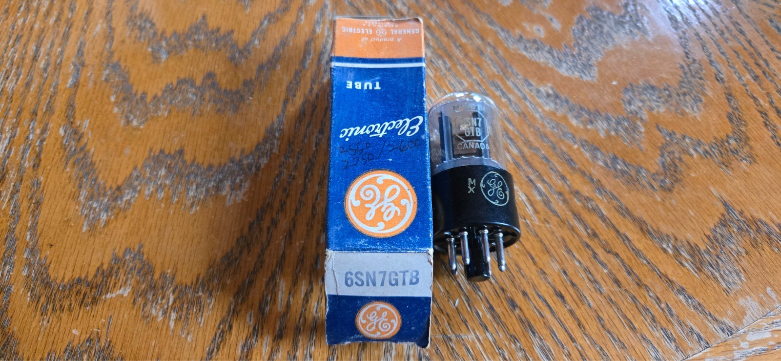 GE 6SN7GTB Gray Plates Side O Getter Vacuum Tube Tested