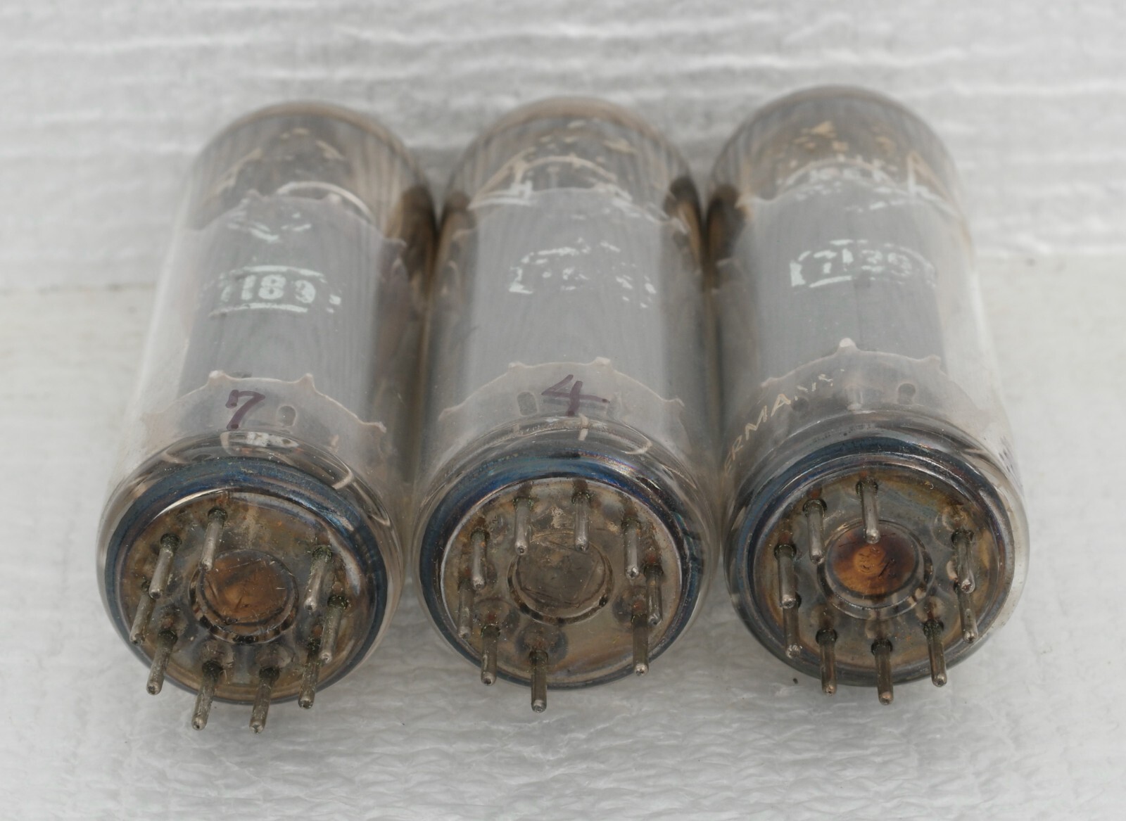 3 Telefunken 7189 / EL84/6BQ5 Vacuum Tubes : O-Getter/Same Date Code / Strong!!!