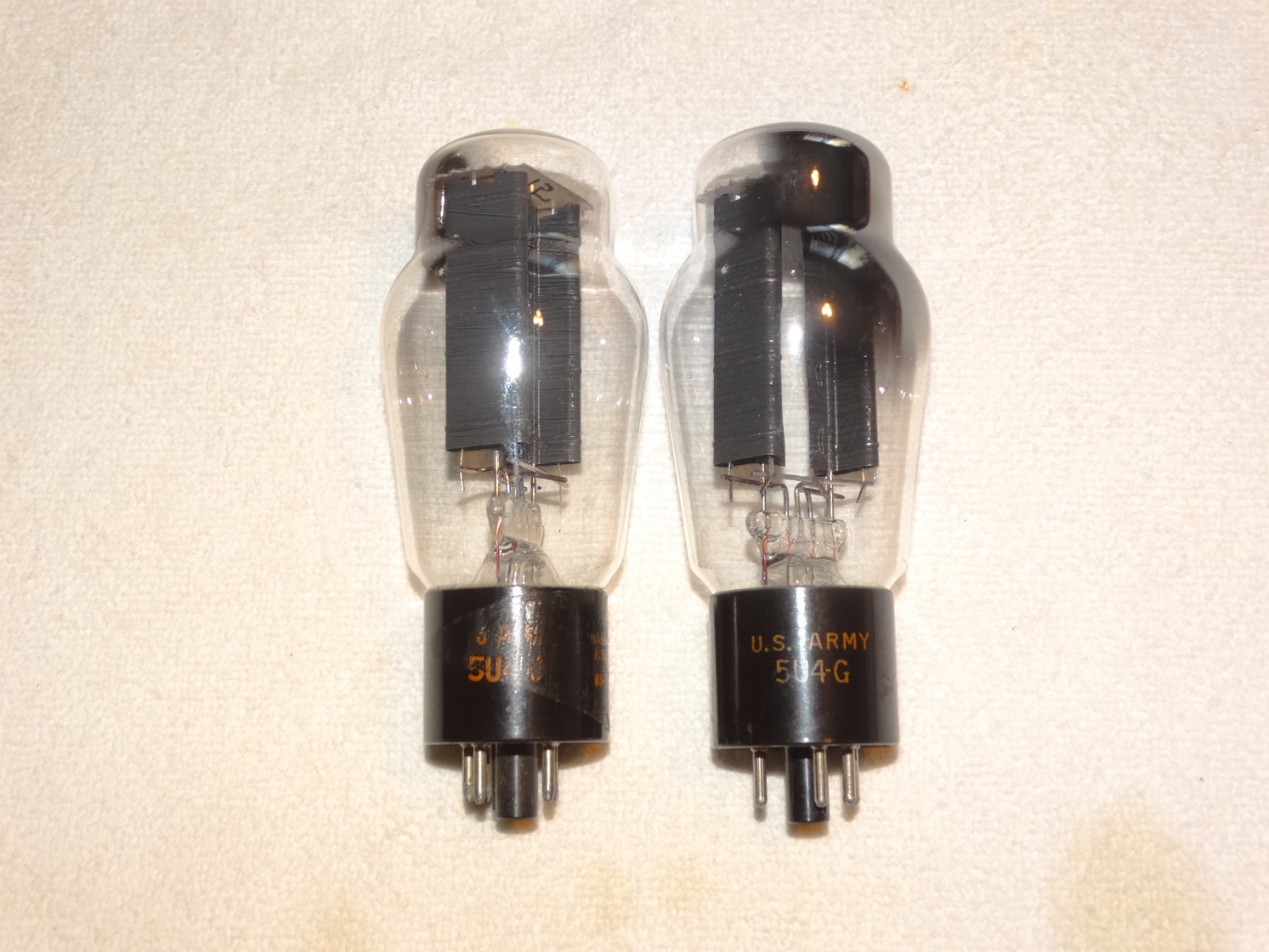 2 x Military 5U4g RCA Tubes*Ribbed Plates*Hanging D-Getter*Tested Very Good*#30