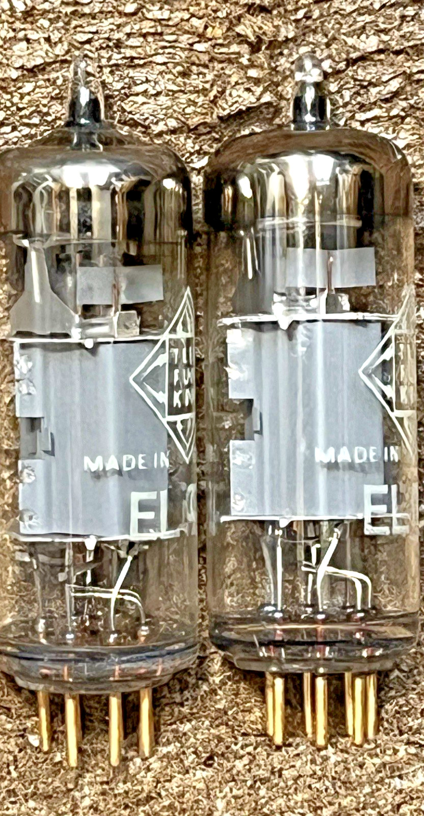RARE NOS MATCH PAIR TELEFUNKEN WELDED PLATE EL95 TUBE 6DL5 GERMAN 1960S GOLD PIN