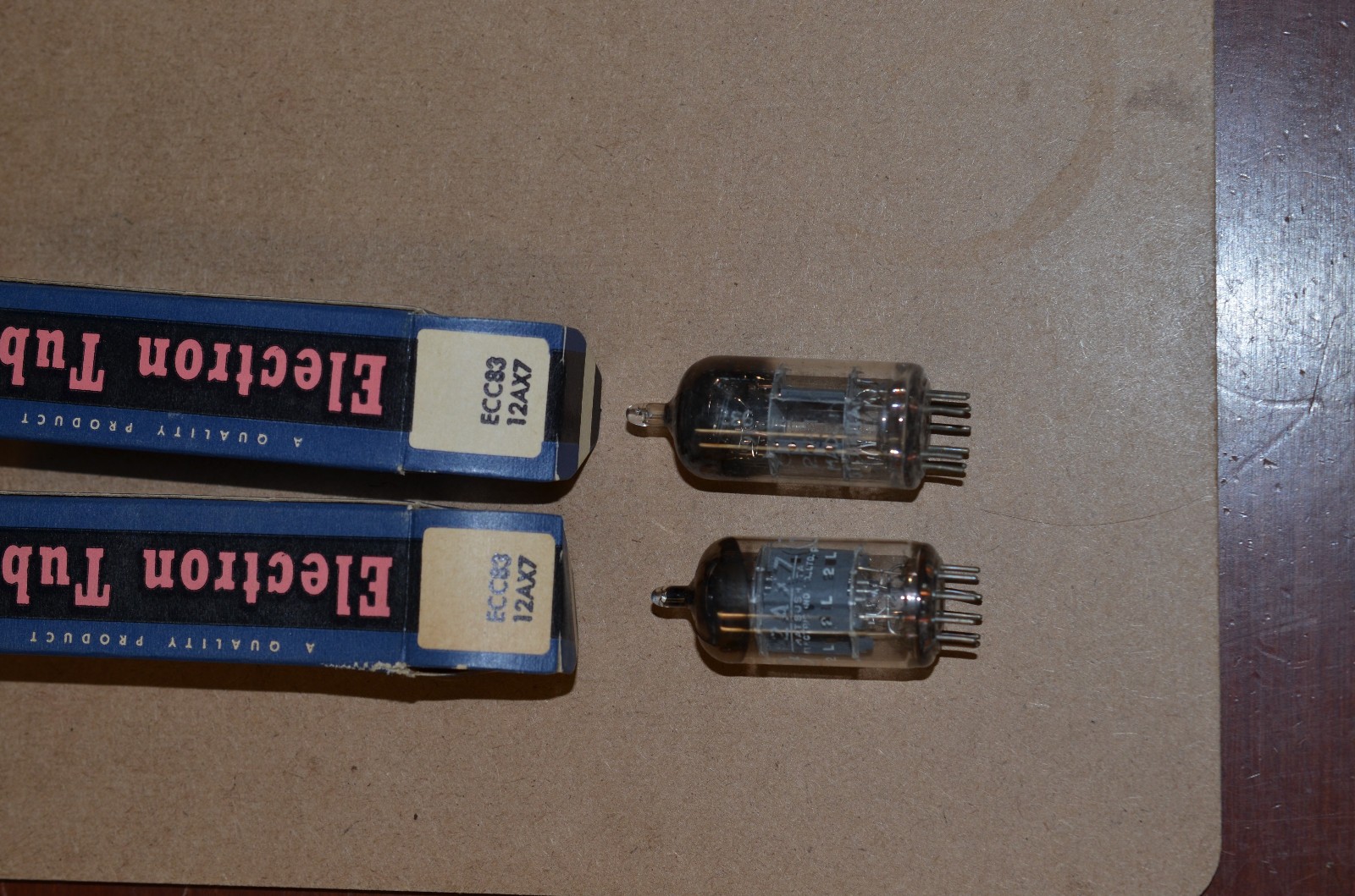 pair of vacuum tubes Mullard and Matsushita 12AX7 ECC83 new old stock NOS