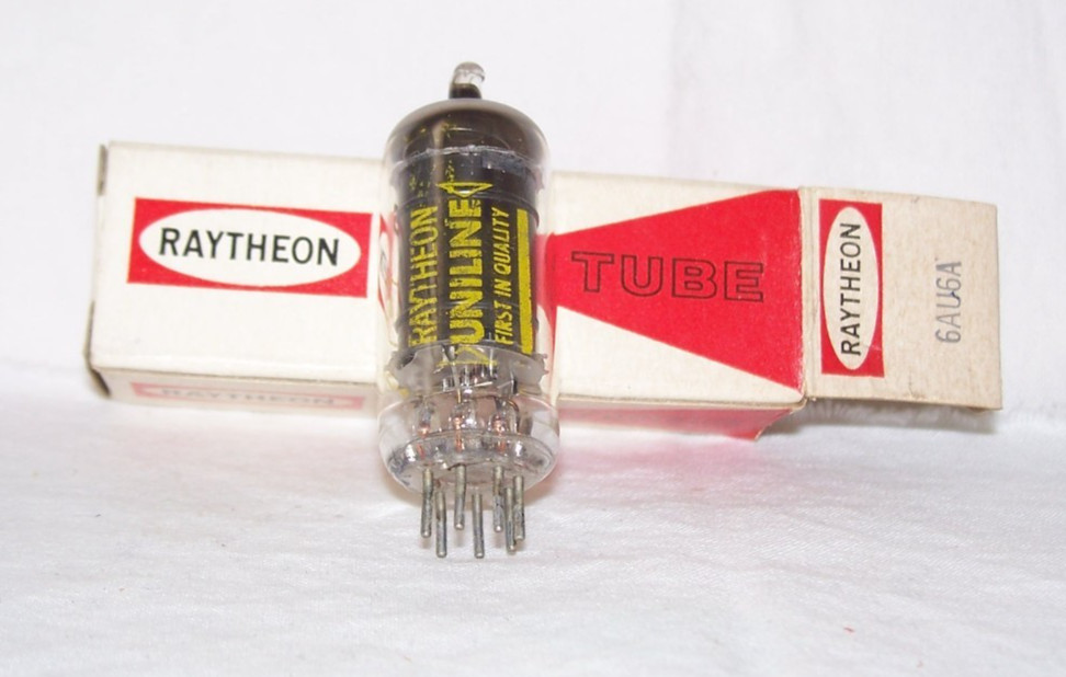 NOS Raytheon 6AU6A radio tube in original box,tested strong!,6AU6