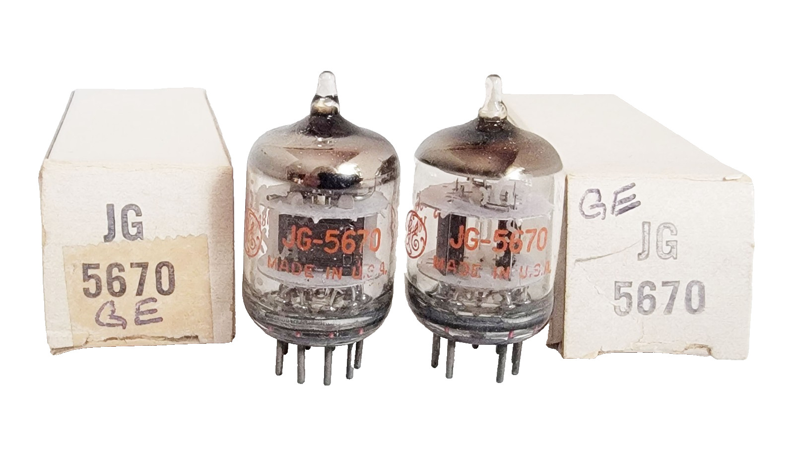 Matched Pair NOS GE JG 5670 Double Triode (2C51 396A) Amplifier Tubes