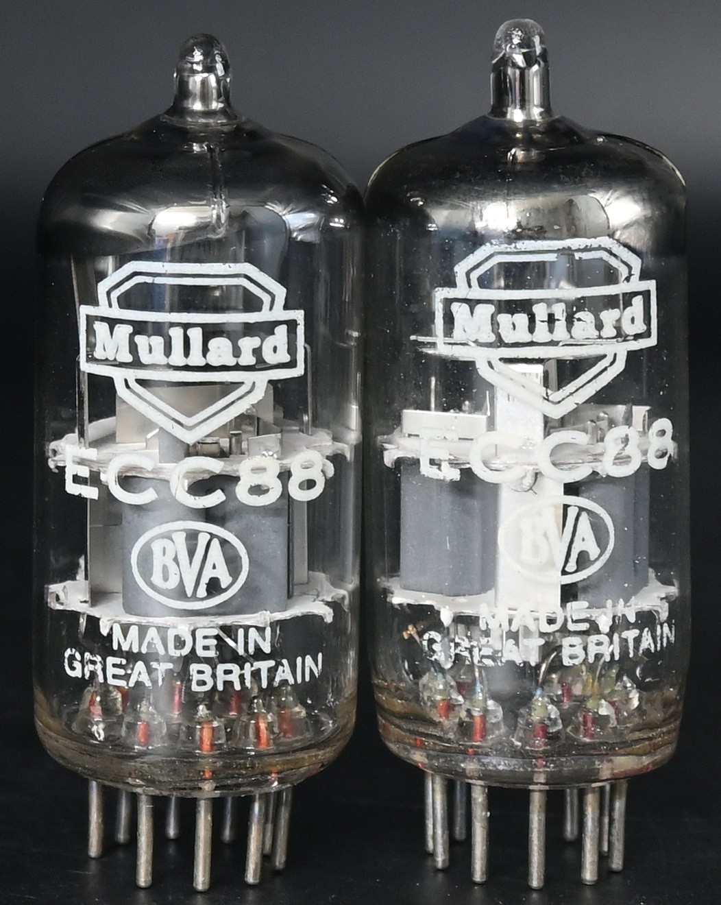 2x MULLARD ECC88 Made in Great Britain Top Ring Getter Amplirex Tested