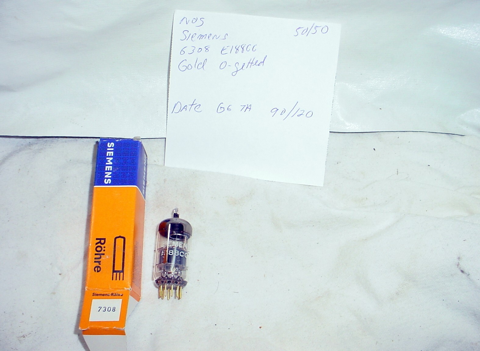 NOS Siemens Amperex 7308 E188CC Tube Tested Gold Pins 6DJ8 dated G6 7A