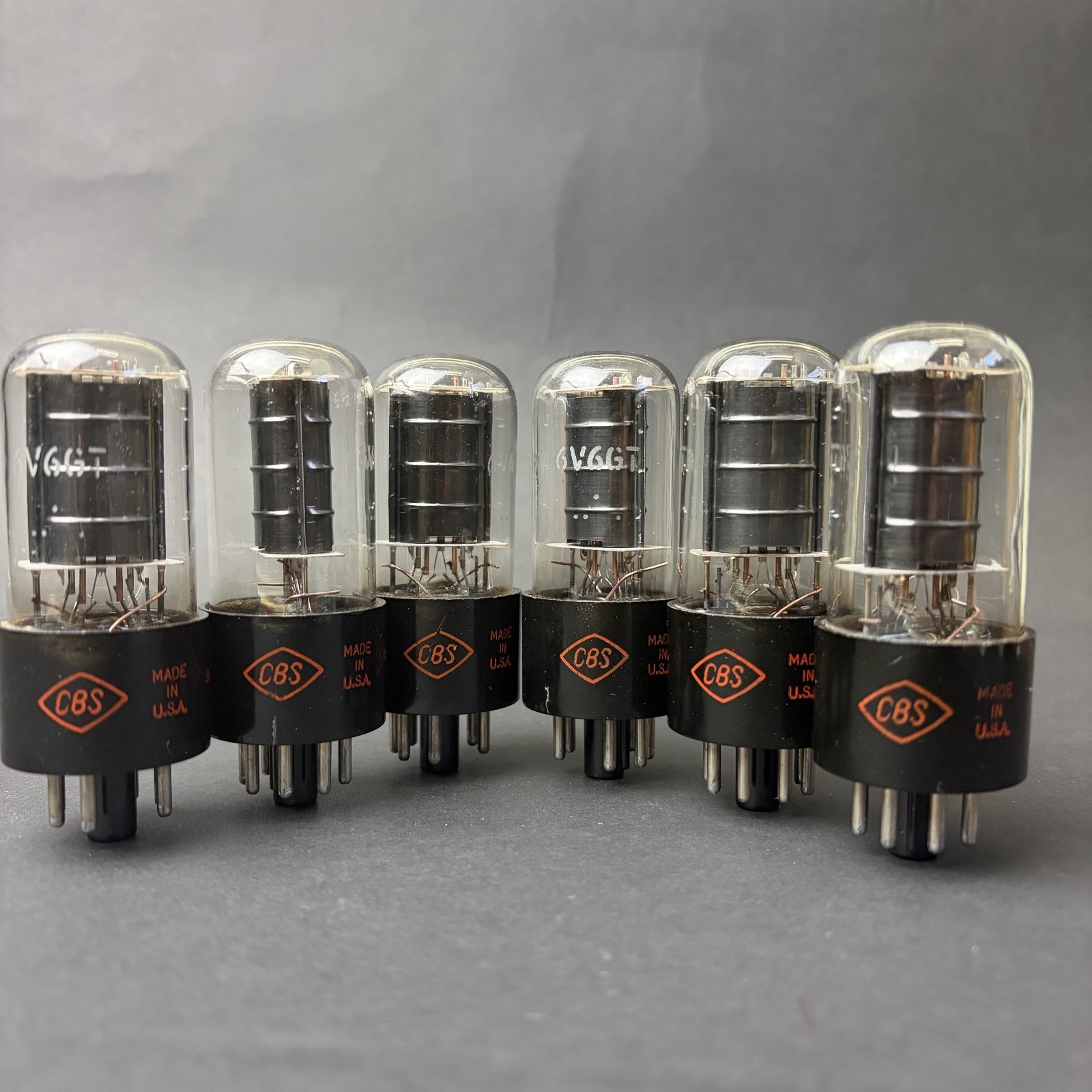 1958 6V6GT 7408 CBS GE Tube Black Plate D Getters TV7 Test Good GEV-3-8