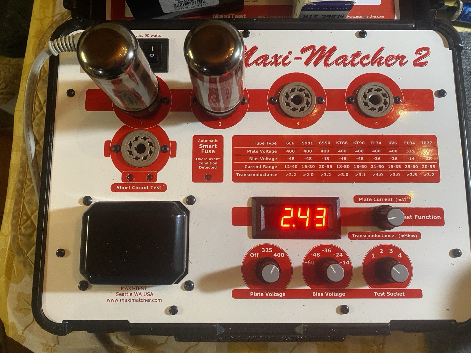Matched Pair of Sovtek 5881WXT Power Tubes – Tested & Strong on Maxi-Matcher 2