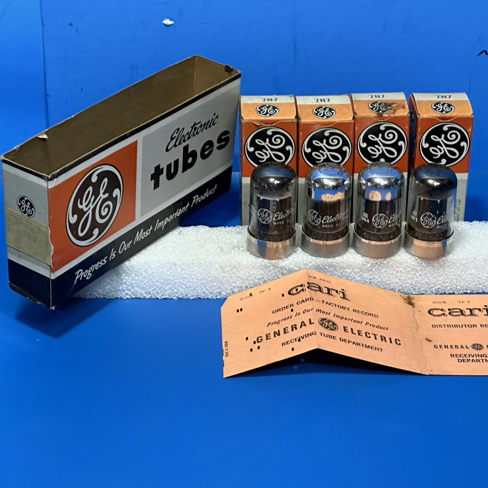 DATE MATCHED QUAD NOS NIB GE 7N7 TUBES