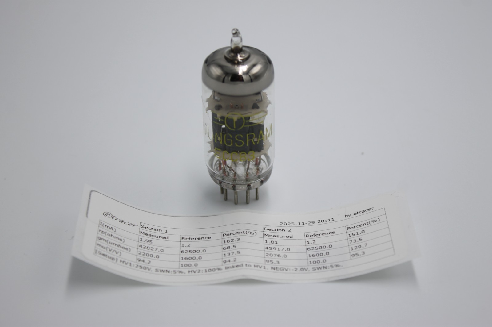 ECC88 / 6922 / E88CC.Tunsgram. Double Triode. Etracer Tested. 100%+ life.