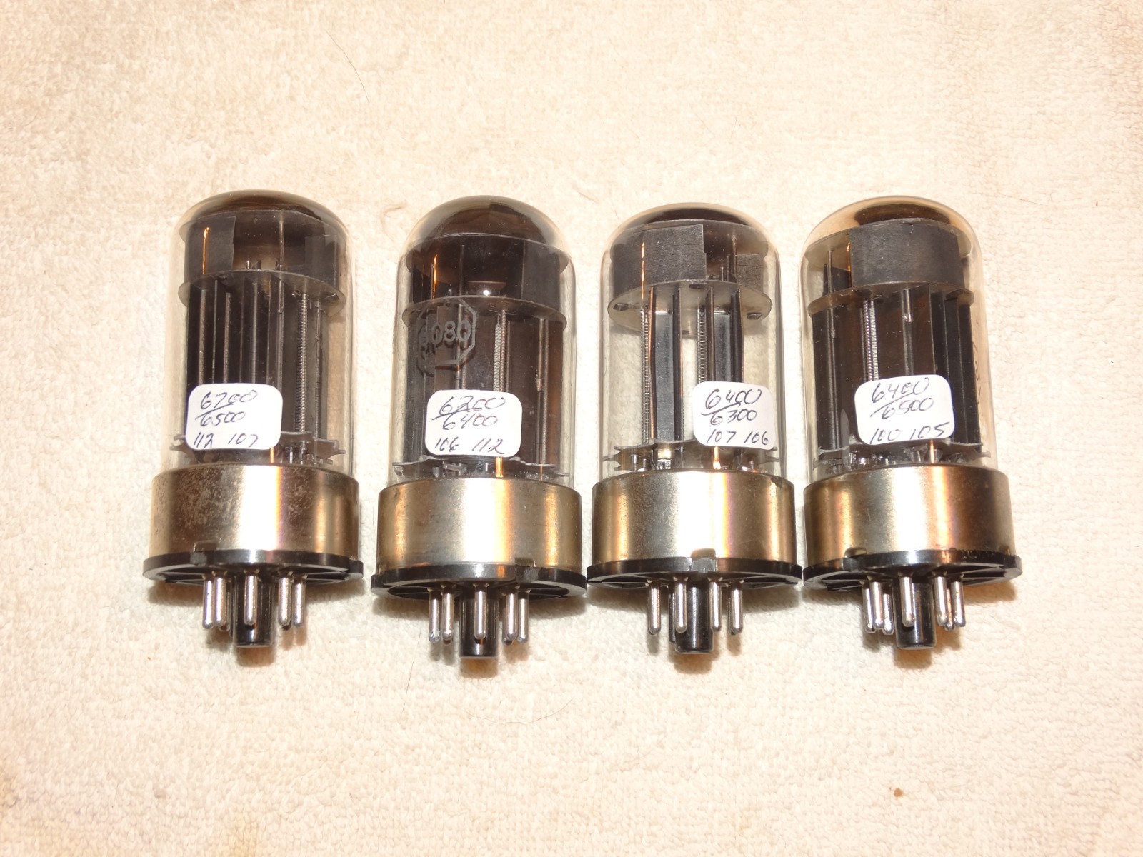 4 x 6080(6AS7) RCA Tubes*Black Plates*Very Strong Match Quad*#21