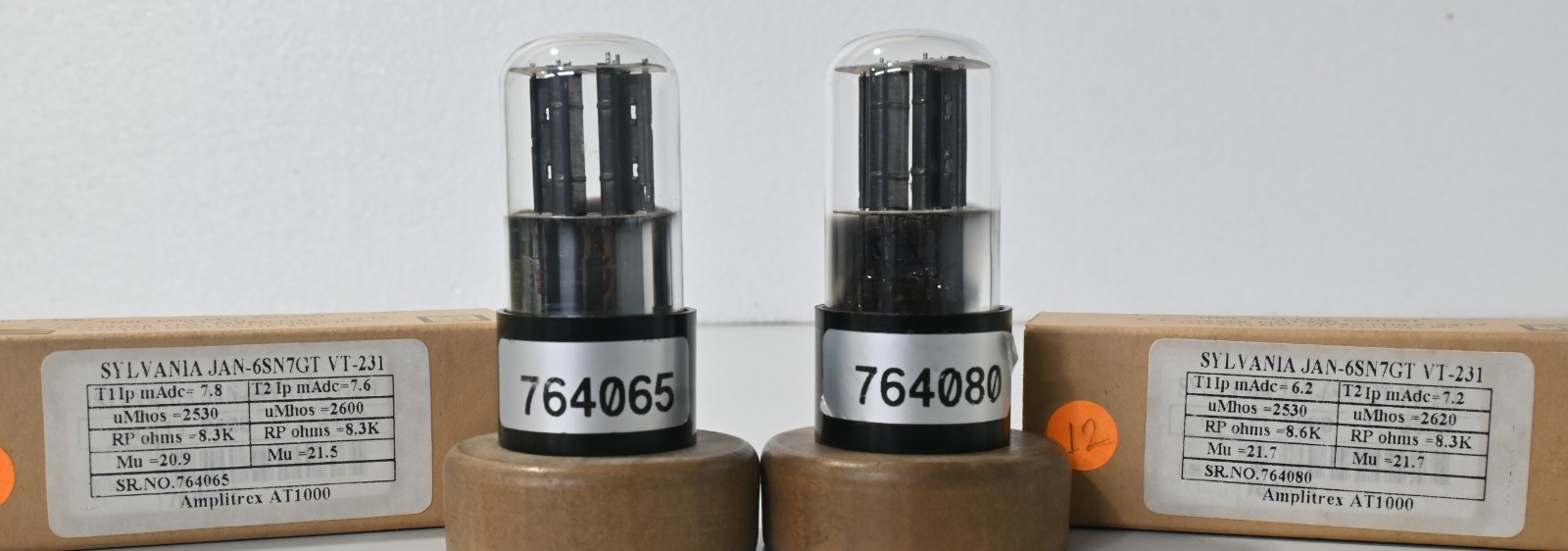Sylvania JAN 6SN7GT VT-231 Matched Pair NOS Black Plate Amplitrex Tested Tube