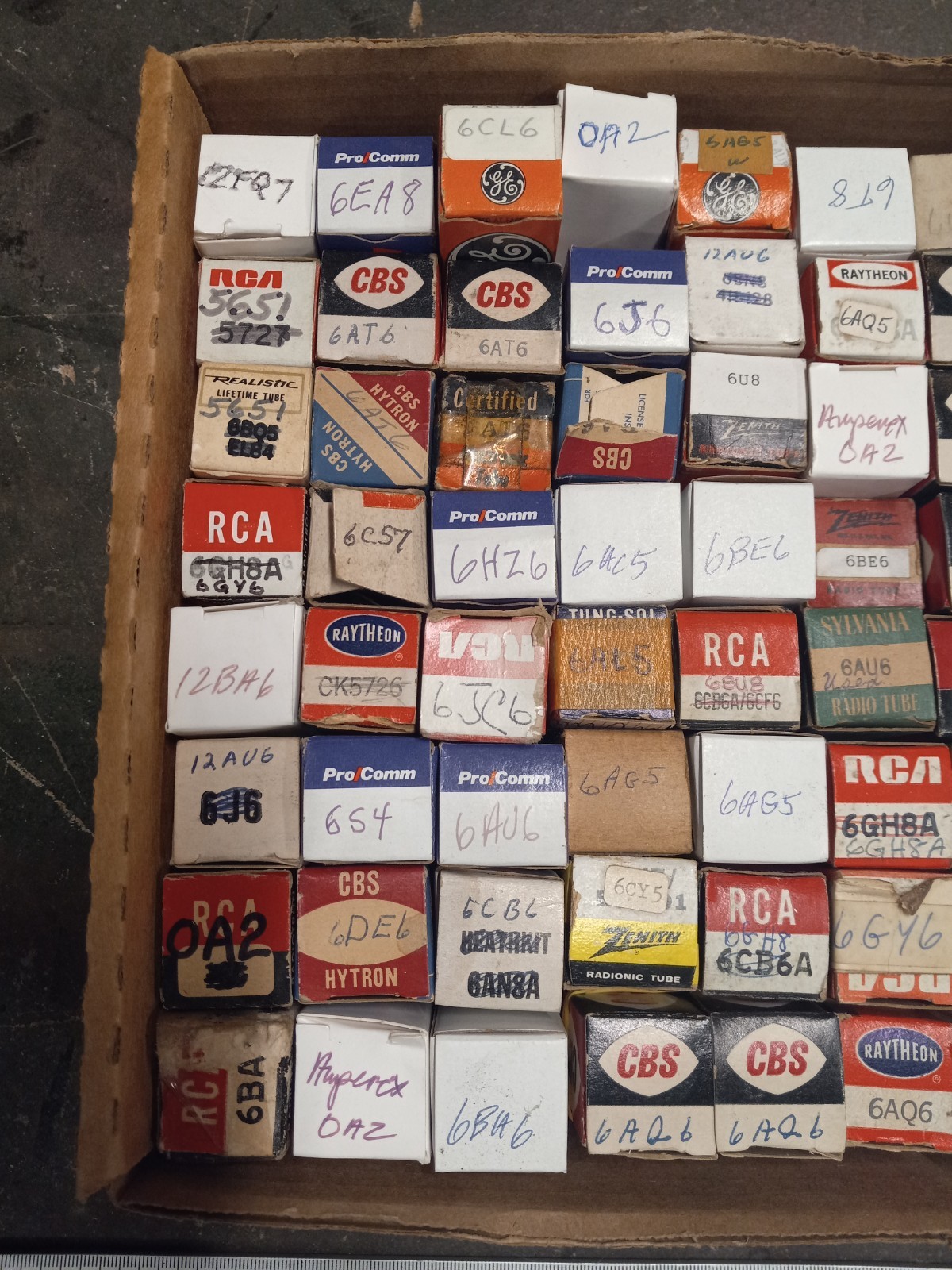 Vtg Lot Mixed Brands Radio / TV Tubes , Assorted Used in Boxes, #12