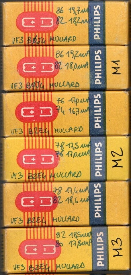 2 X TUBE (1 PAIR) ECC81 PHILIPS B MULLARD NOS SEL. BY TV7 EQ. CV4024 E81CC 12AT7