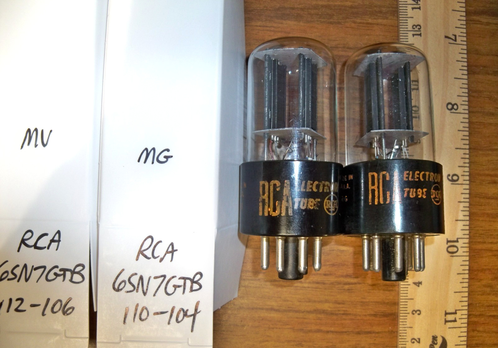 2 Strong Matched RCA Black Plate Bottom D Getter 6SN7GTB Tubes #4