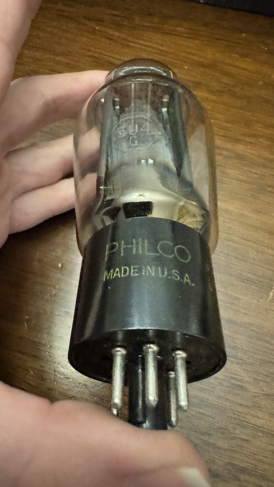 Philco NOS 5U4G Big Bottle Black Plate Audio Rectifier Tube