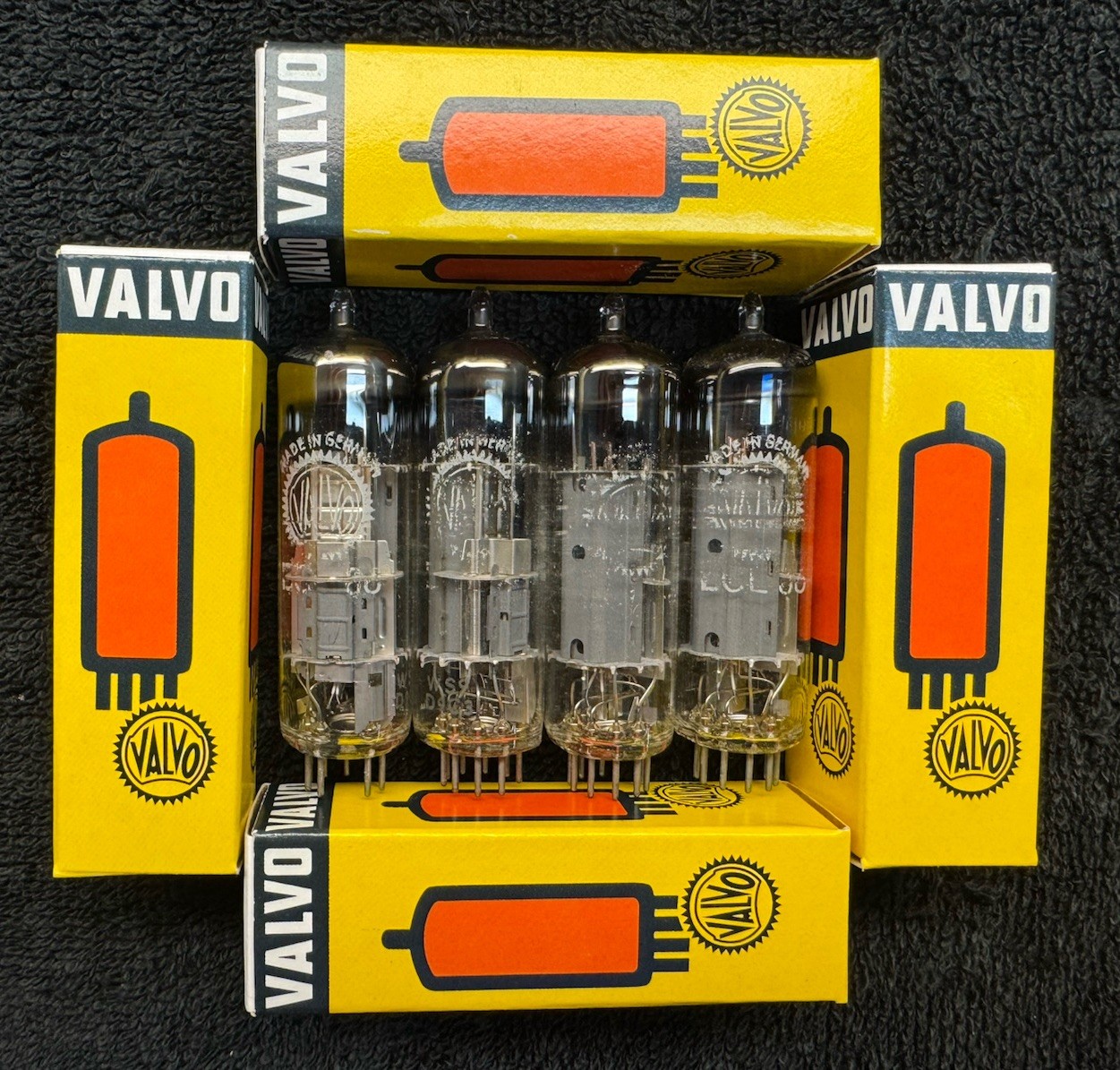 NOS Matched Quad Valvo 6GW8 ECL86 Tubes Germany 1969