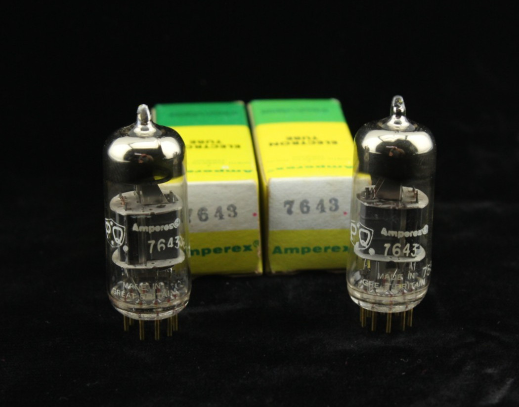 New Qty 2 Amperex 7643 PQ Mullard Mitcham Matched Pair Grey Plates O Getter
