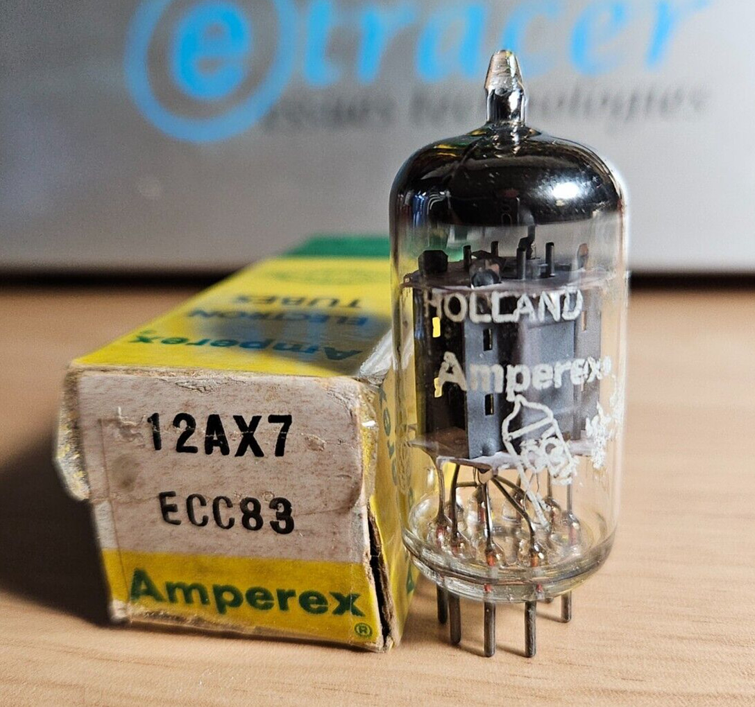 AMPEREX BUGLE BOY 12AX7 ECC83 VINTAGE TUBE HOLLAND NOS NIB eTRACER (1960) #38