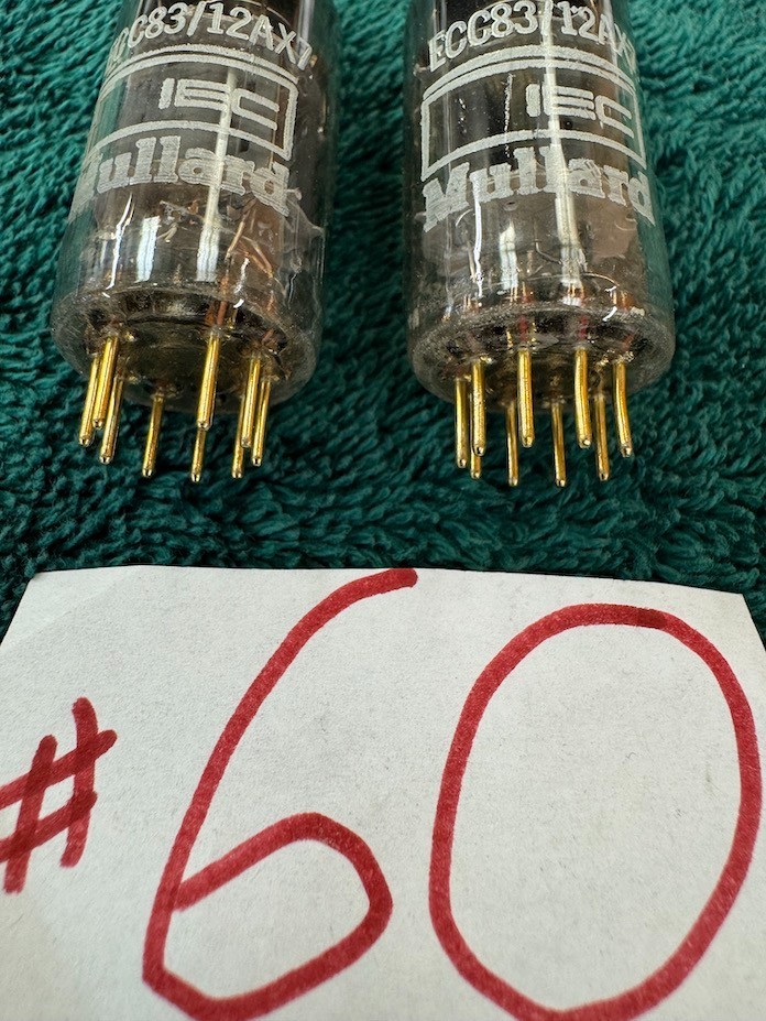 2 MULLARD ECC83 12AX7 GOLD McIntosh 240 225 Dynaco preamplifier amplifier tubes