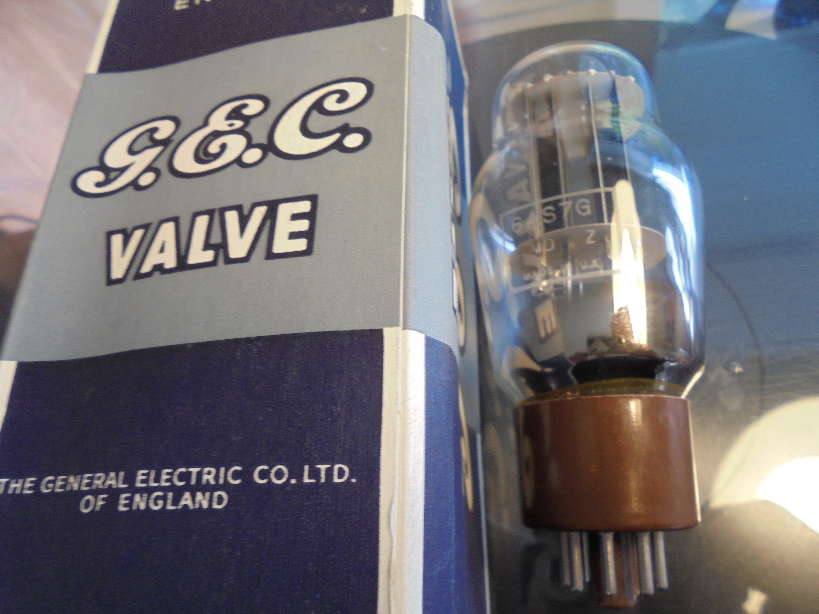GEC 6AS7G 6080 NEW OLD STOCK BLACK PLATE PAN GETTER BRITISH VINTAGE VALVE TUBE