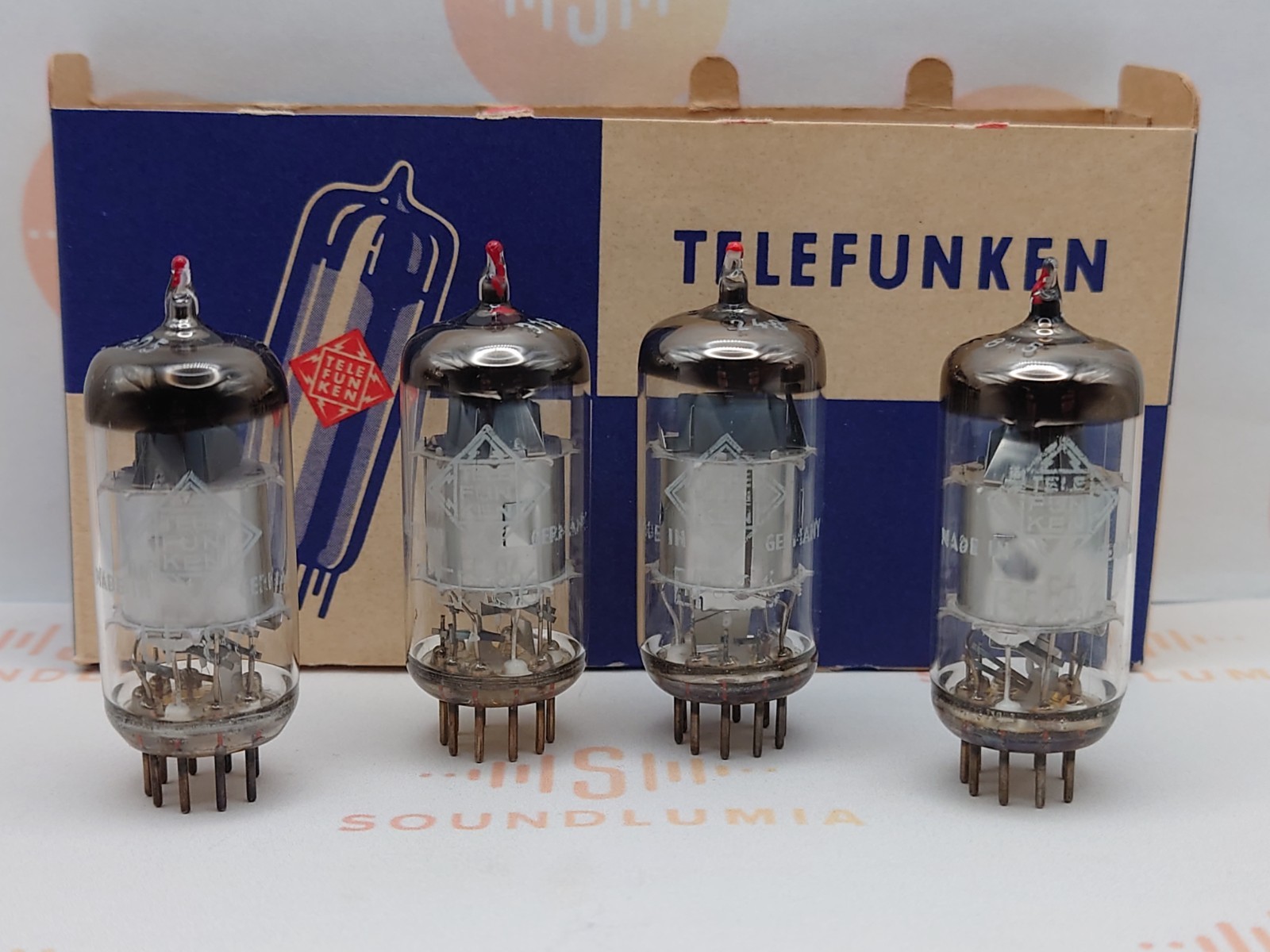4x Telefunken EF86 Silver Plates O-getter Red Tip ◇ Bottom – Ulm 1968 – NOS+
