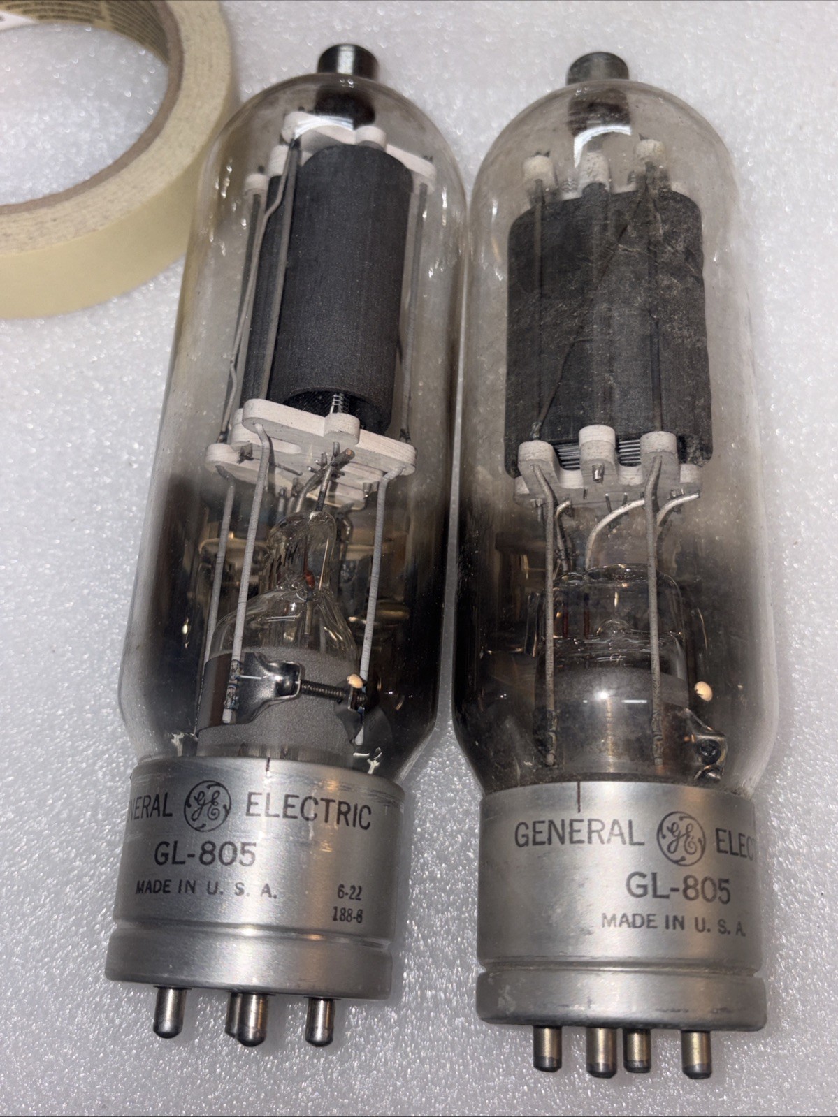 Pair GE GL-805 805 Transmitting Tube Black Plate Tested Strong