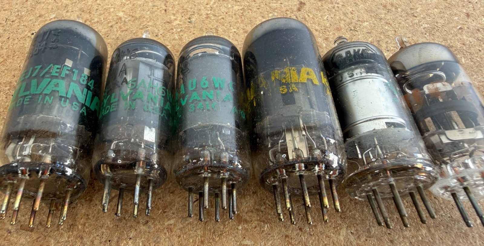 Lot of 6 Mixed Lot of Sylvania Vacuum Tubes 6EJ7, 6AH6, 6AU6, 6AK6, 6BZ6