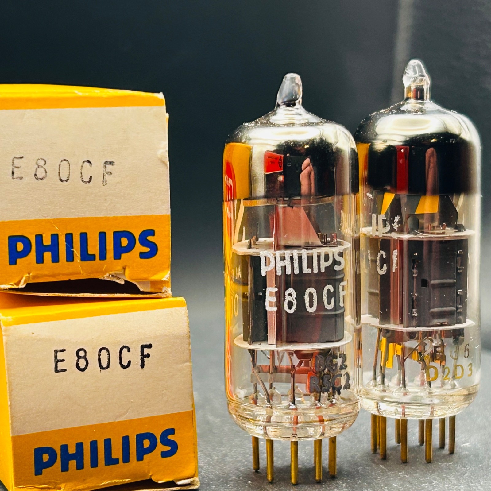 ✅ Philips SQ E80CF Gold Pin Tubes – Blackburn Mullard Factory – Pair – Vintage