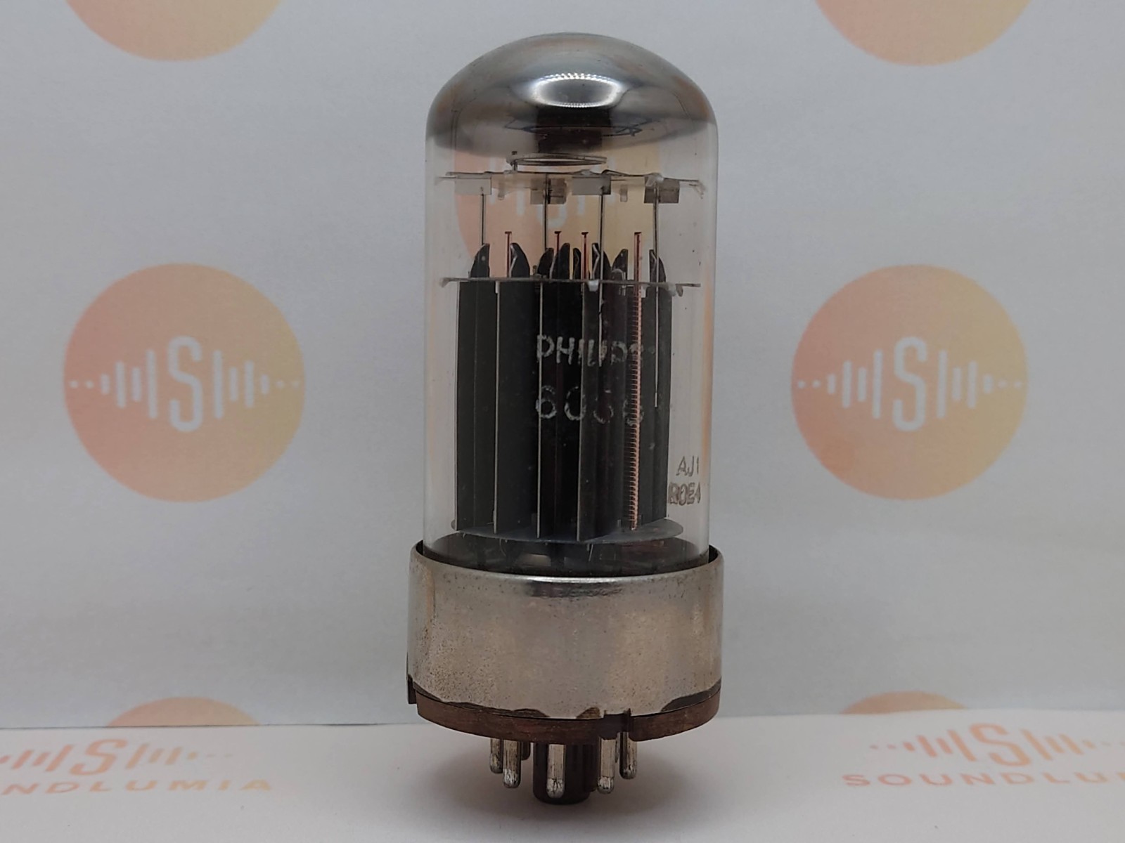 1x Mullard 6080 3-Mica Black Plates Metal Base-Philips Label-Mitcham ’60 AJ1-NOS