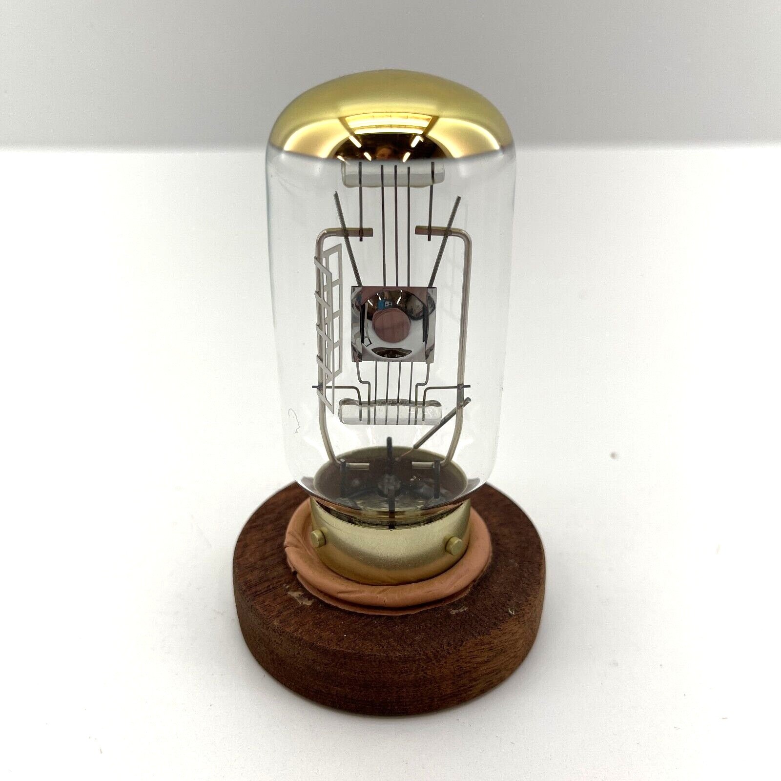 Vintage Projector Lamp Bulb on Wood Base Collectible Display Vacuum Tube Style