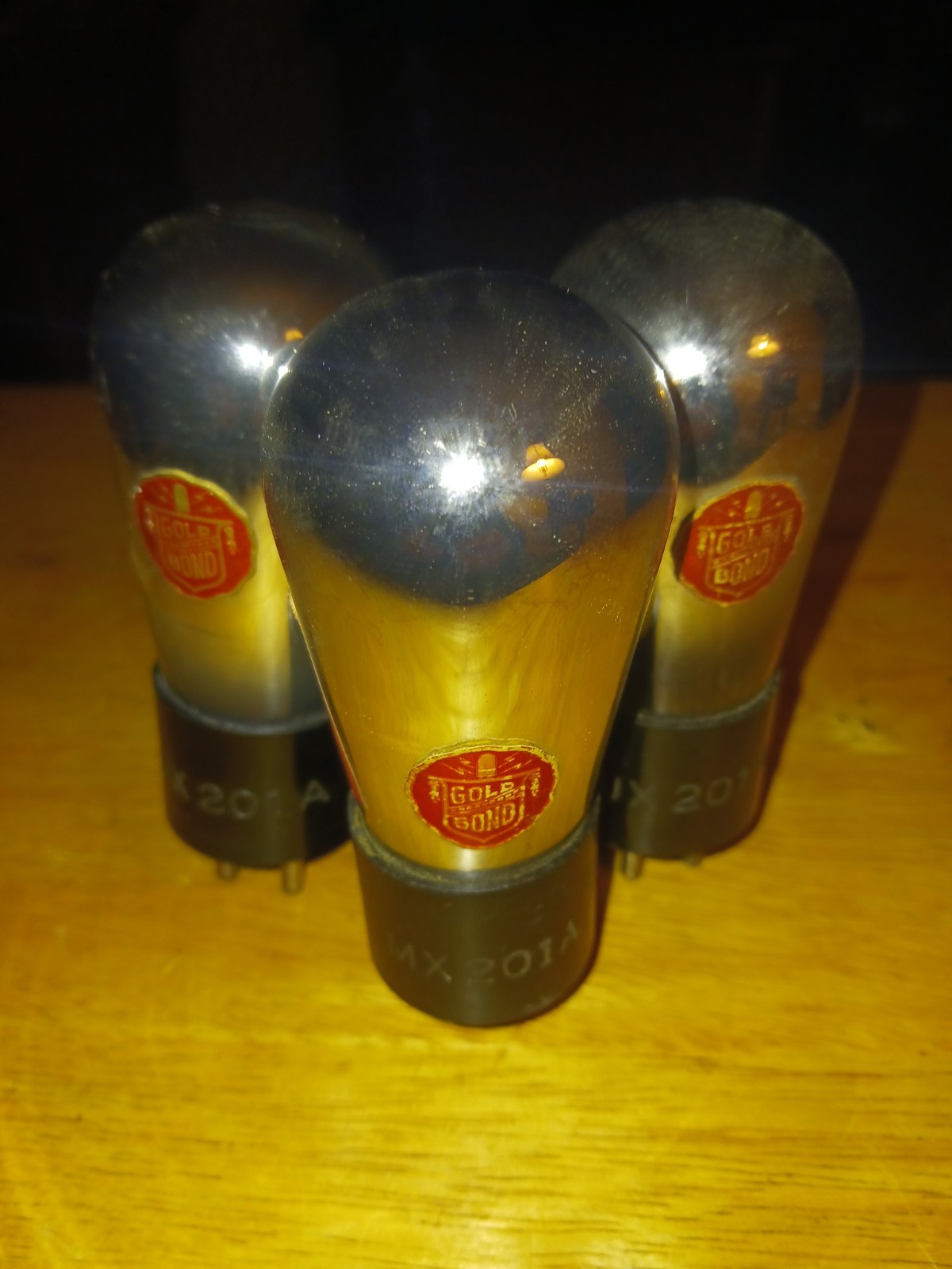 Tested! 2 Gold Bond UX-201a & 1 MX-201a Vacuum Tube Lot. Made In🇺🇸1920’s RARE!