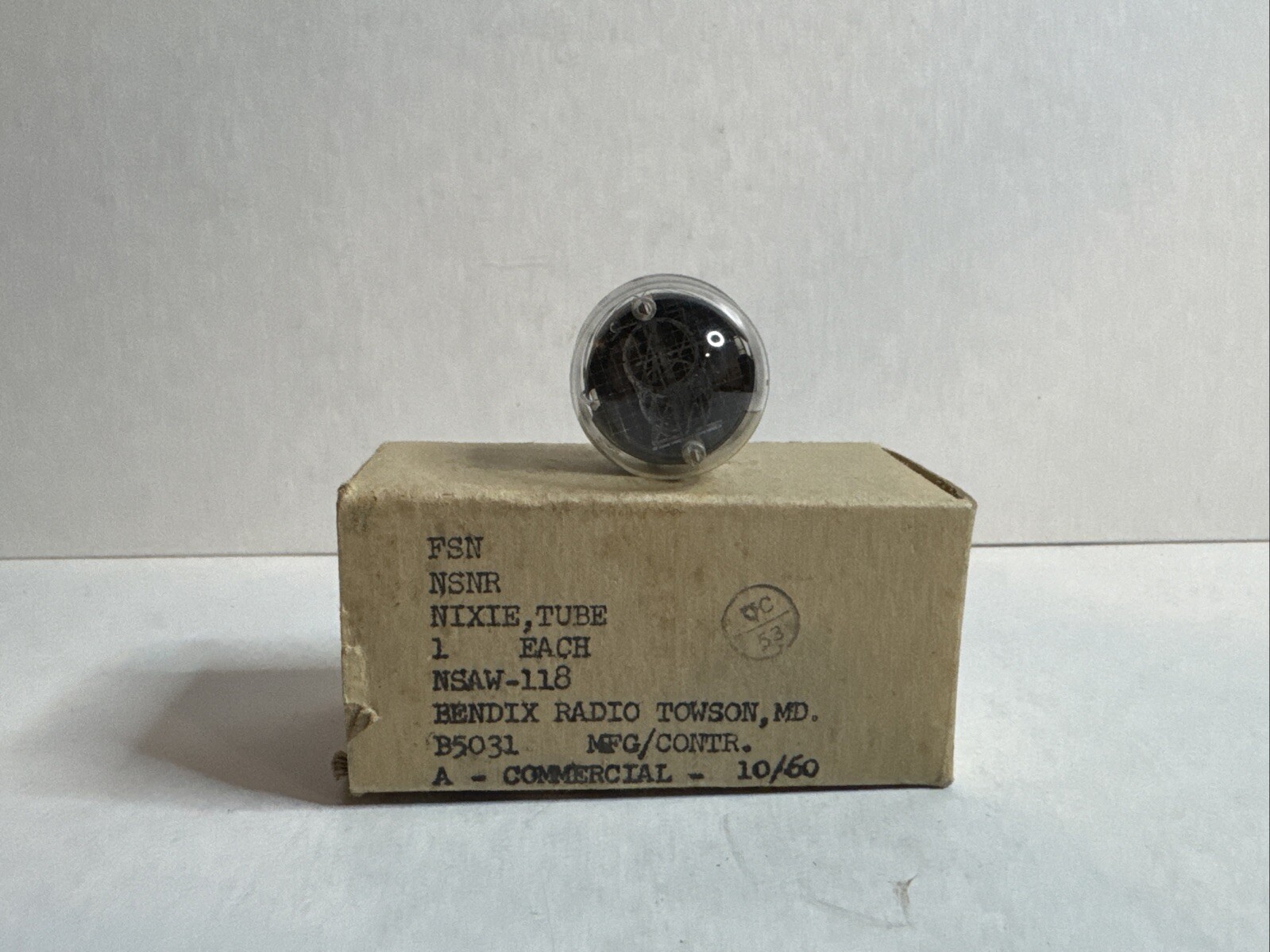 1- Burroughs B5031 B-5031 Nixie Tube Numerical 1960 Bendix
